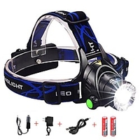 Headlamps Headlight Waterproof Zoomable 1600 lm LED LED Emitters 3 Mode with Batteries and Charger Waterproof Zoomable Rechargeable Adjustable Focus Impact Resistant Strike Bezel Camping / Hiking