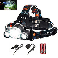 Headlamps Headlight Waterproof Zoomable 6000 lm LED Emitters 4 Mode with Batteries and Charger Waterproof Zoomable Rechargeable Super Light Camping / Hiking / Caving Everyday Use Diving / Boating AU