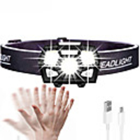 Headlamps Motion Sensor Headlamp Mini LED 3 Emitters 5 Mode with USB Cable Mini Portable Adjustable Wearproof Durable Built-in Battery Camping / Hiking / Caving Everyday Use Cycling / Bike Black