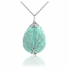 healing crystals synthetic green turquoise teardrop gemstone necklace tree of life silver copper wire wrapped pendant necklaces reiki quartz jewelry for womens