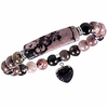 healing stone bracelets 8mm beads chakra crystal energy heart charm bracelet handmade jewelry for women,  rhodonite