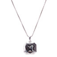 Heart Shape Gem Antique Silver Necklace