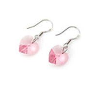 Heart Shaped Crystal And 925 Sterling Silver With Platinum Plated Earrings