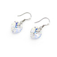 Heart Shaped Crystal And 925 Sterling Silver With Platinum Plated Earrings