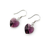 Heart Shaped Crystal And 925 Sterling Silver With Platinum Plated Earrings