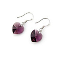 Heart Shaped Crystal And 925 Sterling Silver With Platinum Plated Earrings