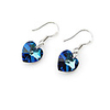 Heart Shaped Crystal And 925 Sterling Silver With Platinum Plated Earrings