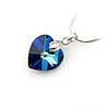 Heart Shaped Crystal And 925 Sterling Silver With Platinum Plated Pendant - Dark Blue