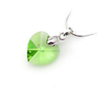 Heart Shaped Crystal And 925 Sterling Silver With Platinum Plated Pendant - Green