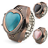 Heart Shaped Gem Case Metal Ring Watch