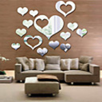 Hearts Wall Stickers Mirror Wall Stickers Decorative Wall Stickers ,  Acrylic Home Decoration Wall Decal Wall Decoration 1pc