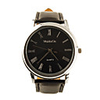 High Class PU Leather Band Classic Style Rome Number Dial Men Women Wrist Watch - Black