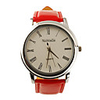 High Class PU Leather Band Classic Style Rome Number Dial Men Women Wrist Watch - Red