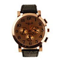 High Fashion PU Leather Band Modern Metal Men Women Wrist Watch - Black