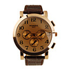 High Fashion PU Leather Band Modern Metal Men Women Wrist Watch - Brown