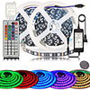 High-Quality Black PCB 10M(2x5M) Color Changing 5050 Flexible LED Rope Lighting LED Strip Lights Kit with 44 Keys IR Remote Controller and Power Supply for Bedroom Room Home Kitchen
