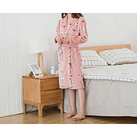 High Quality Flannel Bathrobe For Women, Cardigan Pink Knitted Soft Nightgown miniinthebox