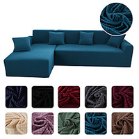 High Quality Solid Fluffy Thickened Dustproof All-powerful Slipcovers Stretch Sofa Cover Super Soft Fabric Couch Cover With One Free Pillow Case Chair/Love Seat/3 Seats/4 Seats miniinthebox
