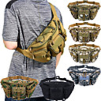 Hiking Waist Bag Military Tactical Backpack Camouflage Expandable Multifunctional Rain Waterproof Wear Resistance Multi Pocket Outdoor Hiking Camping Oxford Blue Grey