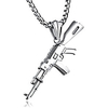 hip hop stainless steel ak-47 gun tag pendant necklace, 24inches link chain