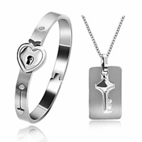 his and hers matching set couple titanium only you have my key bangle bracelet lock and key necklace set for girlfriend and boyfriend sn300