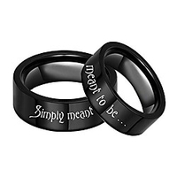 hisamp;her 8mm couple ring,  stainless steel simply meant to be promise rings wedding engagement band men size 7