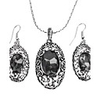 Hollow Alloy Crystal Necklace Earrings Jewelry