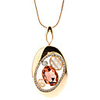 Hollow Out Egg Shape Rhinestone Three Color Crystal Resin Necklace