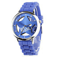 Hollow Out Star Pattern Design Unisex Quartz Wrist Watch with Crystal Decoration - Blue