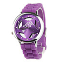 Hollow Out Star Pattern Design Unisex Quartz Wrist Watch with Crystal Decoration - Purple