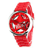 Hollow Out Star Pattern Design Unisex Quartz Wrist Watch with Crystal Decoration - Red
