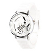 Hollow Out Star Pattern Design Unisex Quartz Wrist Watch with Crystal Decoration - White