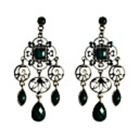 Hollow-Out Vintage Silver Pendant Turquoise Earrings