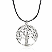 hollow tree of life leather necklacevintage silver family tree pendant necklace.fashion jewelry for women and girls (silver)