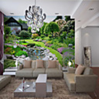 Home Decoration Custom Self Adhesive Mural Wallpaper Beautiful Garden Creek Suitable For Bedroom Living Room Coffee Shop Restaurant Hotel Wall Decoration Art