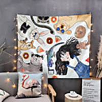 Home Living Tapestry Wall Hanging Tapestries Wall Blanket Wall Art Wall Decor Beautiful Girl And Pets Tapestry Wall Decor