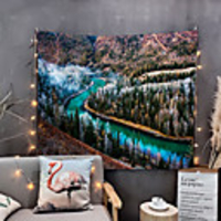 Home Living Tapestry Wall Hanging Tapestries Wall Blanket Wall Art Wall Decor Forest Tree Blue Sky Cloudy Tapestry Wall Decor