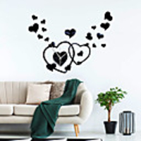 Home Love Heart-shaped Acrylic Mirror Wall Clock Mute Movement Self-adhesive Mirror Wall Sticker Clock ZB034