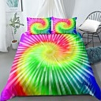Home Textiles 3D Print Bedding Set Duvet Cover Set with Pillowcase, 2/3 pcs Duvet Cover Sets Rainbow Tie Dye Print Bedding Set