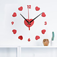 Home Watch Love Peach DIY Mirror Wall Sticker Wall Clock Silent Movement Wall Clock With Back Glue
