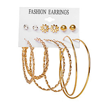 Hoop Earrings Set Earrings Daisy Stylish European Trendy Sweet Imitation Pearl Earrings Jewelry Gold For Birthday Party Evening Street Date Festival miniinthebox