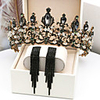 Hoop Earrings Tiaras Forehead Crown Crown Masquerade Gothic Lolita Elegant Baroque Chrome For Princess Fallen Angel Black Swan Cosplay Women