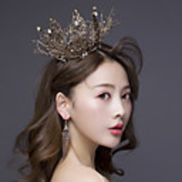Hoop Earrings Tiaras Forehead Crown Crown Masquerade Retro Vintage Beaded Edge Vintage Gothic Lolita Chrome Artificial Gemstones For Black Swan Cosplay Women