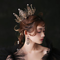 Hoop Earrings Tiaras Forehead Crown Crown Masquerade Vintage Gothic Lolita Baroque Elegant Chrome For Black Swan Cosplay Women