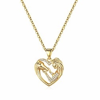 horse gifts for girls women,  14k gold plated horse necklace jewelry for teen girls horse lover gifts horse heart pendant necklaces children kids little girls horse gifts