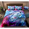 Horse Print 3-Piece Duvet Cover Set Hotel Bedding Sets Comforter Cover with Soft Lightweight Microfiber,  Include 1 Duvet Cover,  2 Pillowcases for Double/Queen/King(1 Pillowcase for Twin/Single)