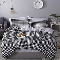 Houndstooth Bedding Black White Bedding Sets Hounds Tooth Check Duvet Cover Sets Cotton Bedding Geometric Pattern Printed Single Full Queen King Size