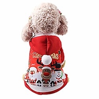howstar super cute christmas pinted pet clothes for party festival dog shirt hoodie sweatshirt winter apparel (m,  red)