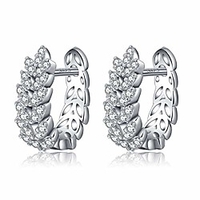 huggie earrings 925 sterling silver cz leaves huggie hoop earrings for women