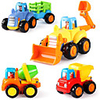 HUILE TOYS Toy Truck Construction Vehicle Construction Truck Set Excavator Tractor Large Size Plastics Mini Car Vehicles Toys for Party Favor or Kids Birthday Gift 4 pcs / Kid